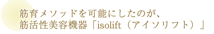 この「筋育メソッド」を可能にしたのが、筋活性美容機器「isolift（アイソリフト）」